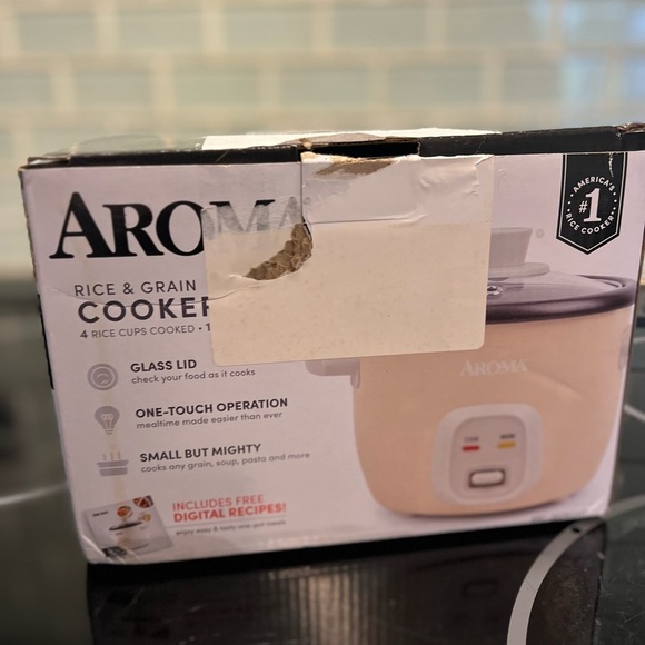 Aroma 4-Cup Rice & Grain Cooker with Glass Lid - Beige kitchen tool - Picture 2 of 6